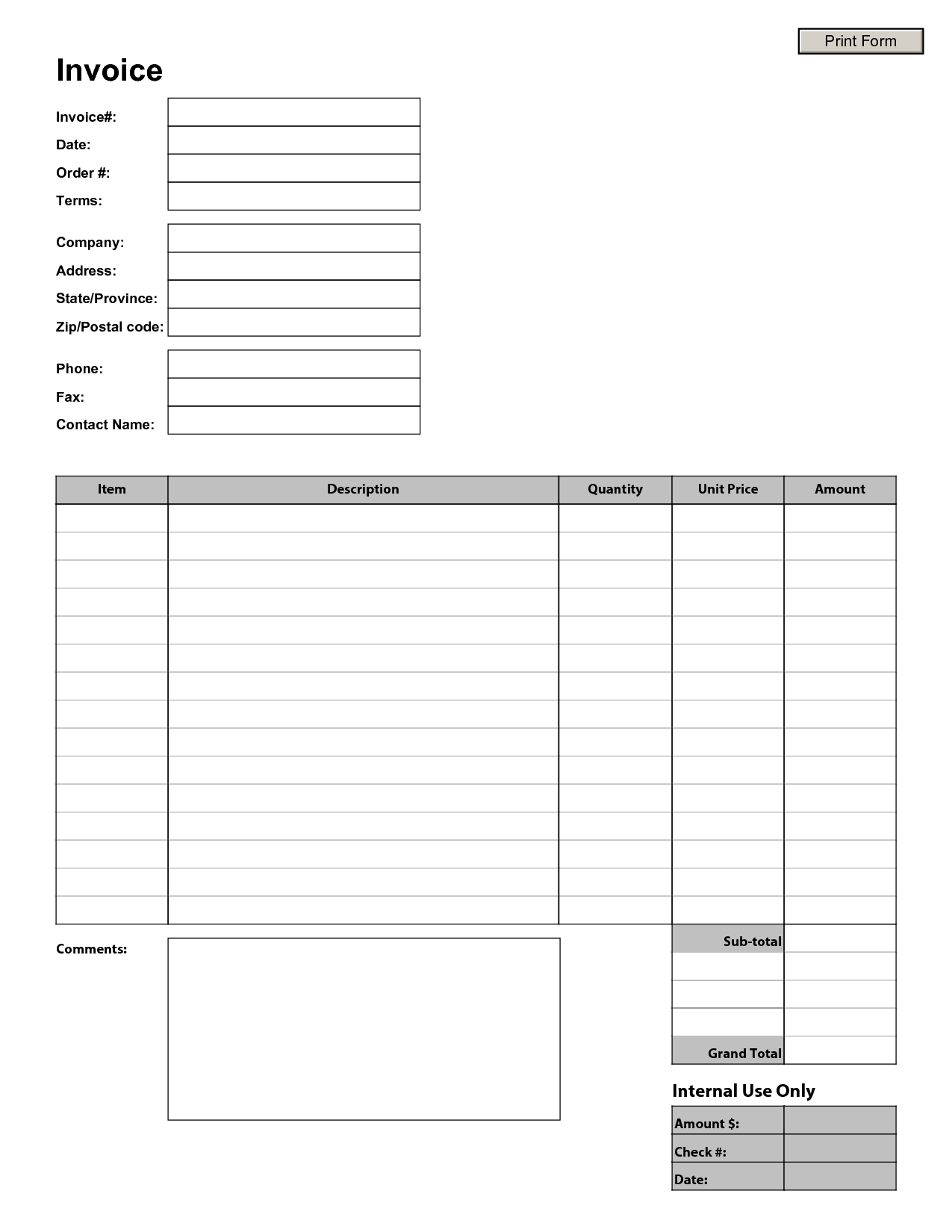 Invoices Printable | Free Printable Invoices | Stuff To Buy - Free Printable Blank Invoice Sheet