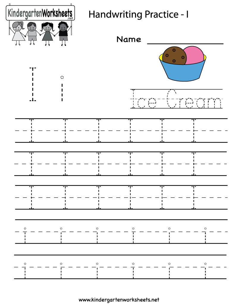 Kindergarten Letter I Writing Practice Worksheet Printable - Free Printable Writing Sheets
