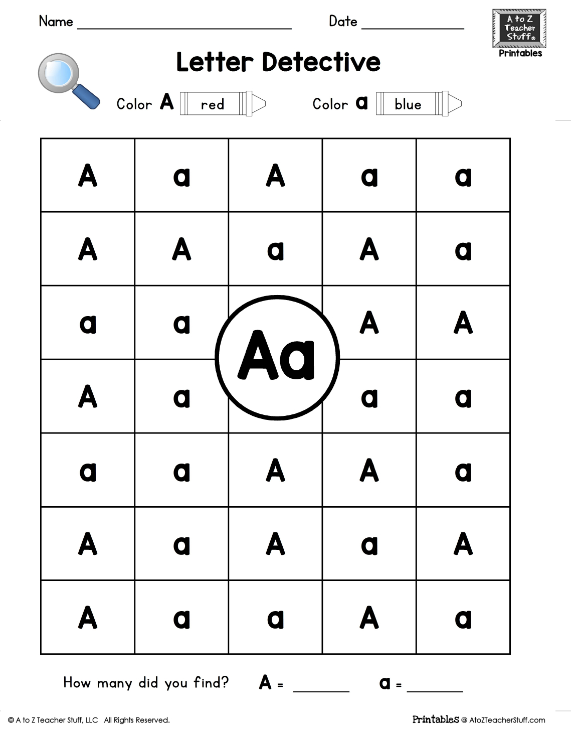 Letter A: Letter Detective Uppercase &amp;amp; Lowercase Visual - Free Printable Lower Case Letters