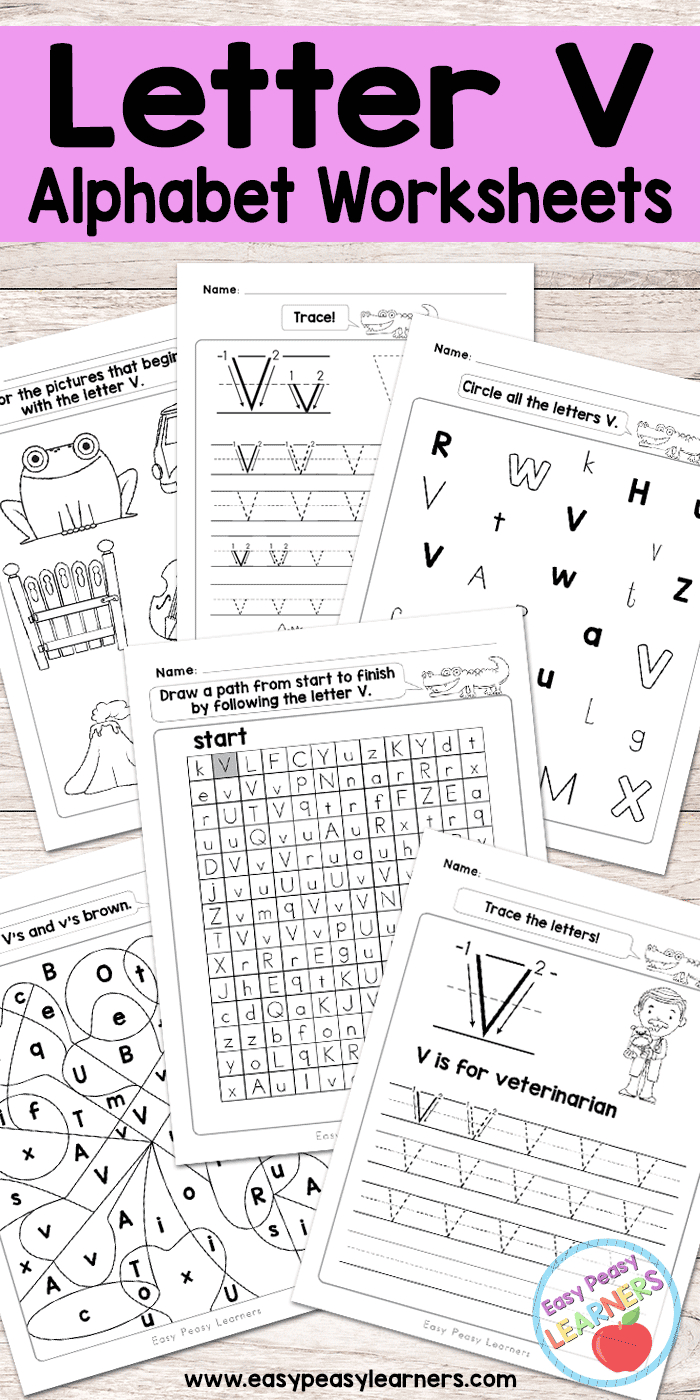 Letter V Worksheets - Alphabet Series - Easy Peasy Learners - Free Printable Worksheets