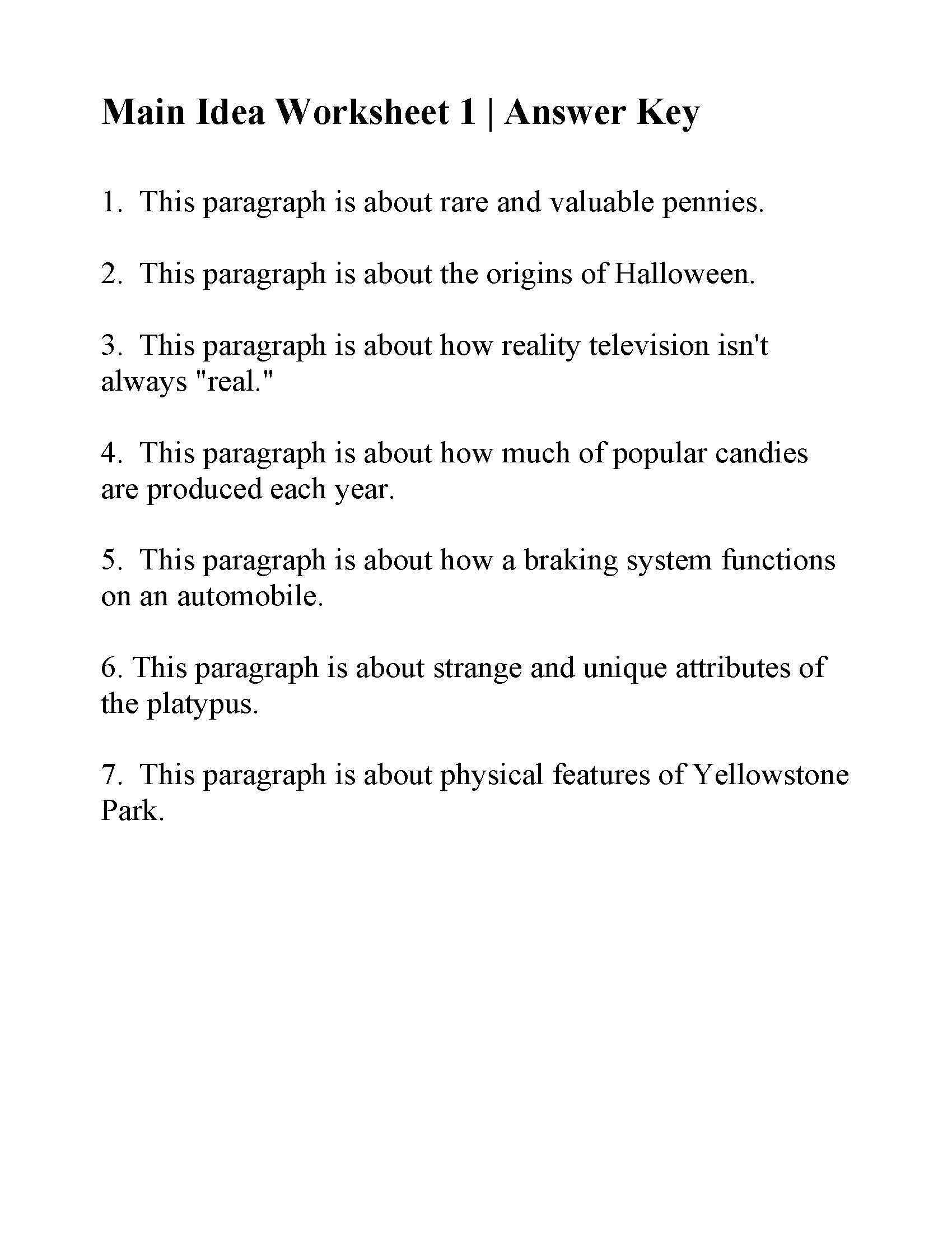 Free Printable Main Idea Worksheets Free Printable