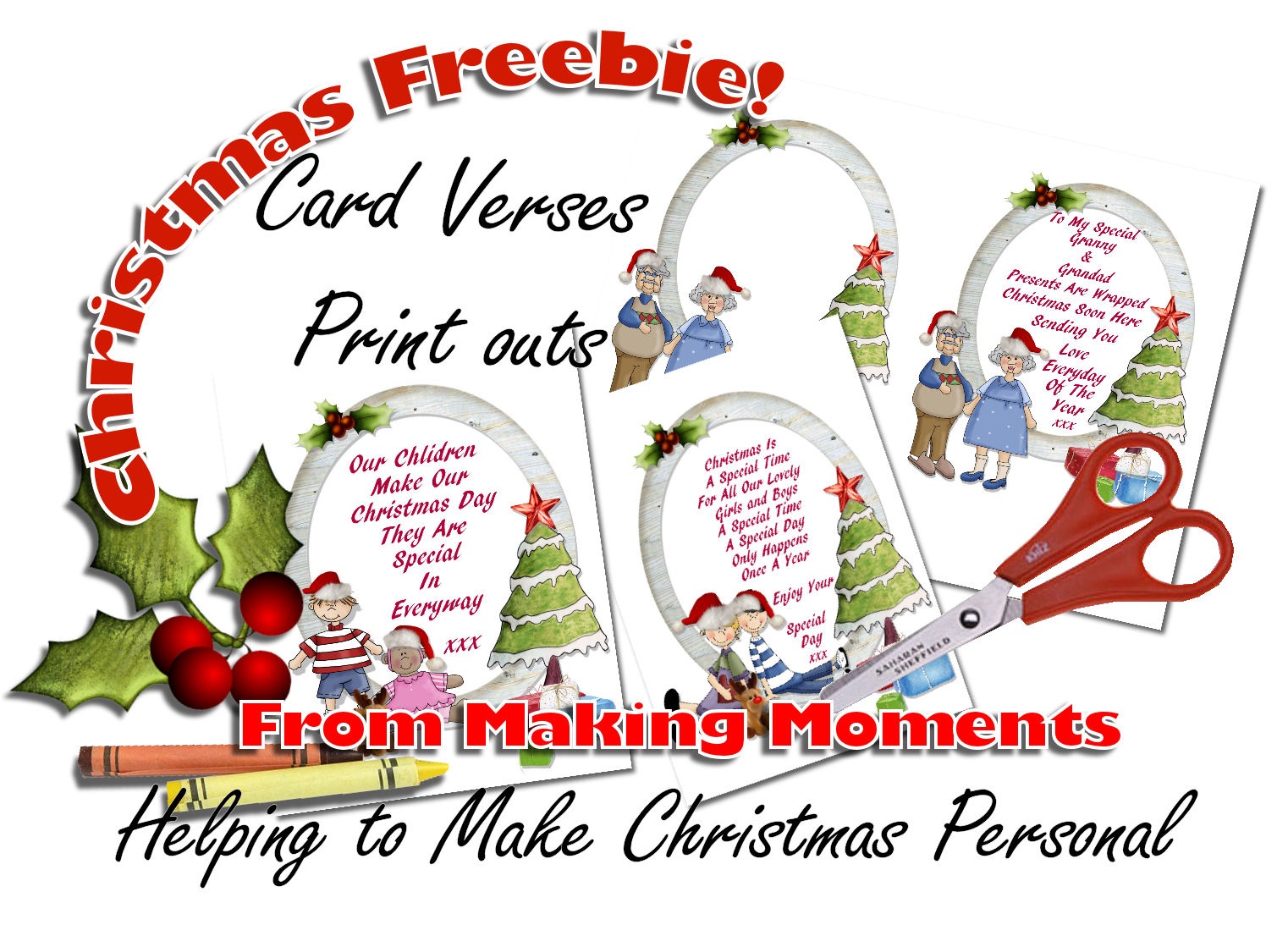 Making Moments Christmas Card Verses Freebies Print Free