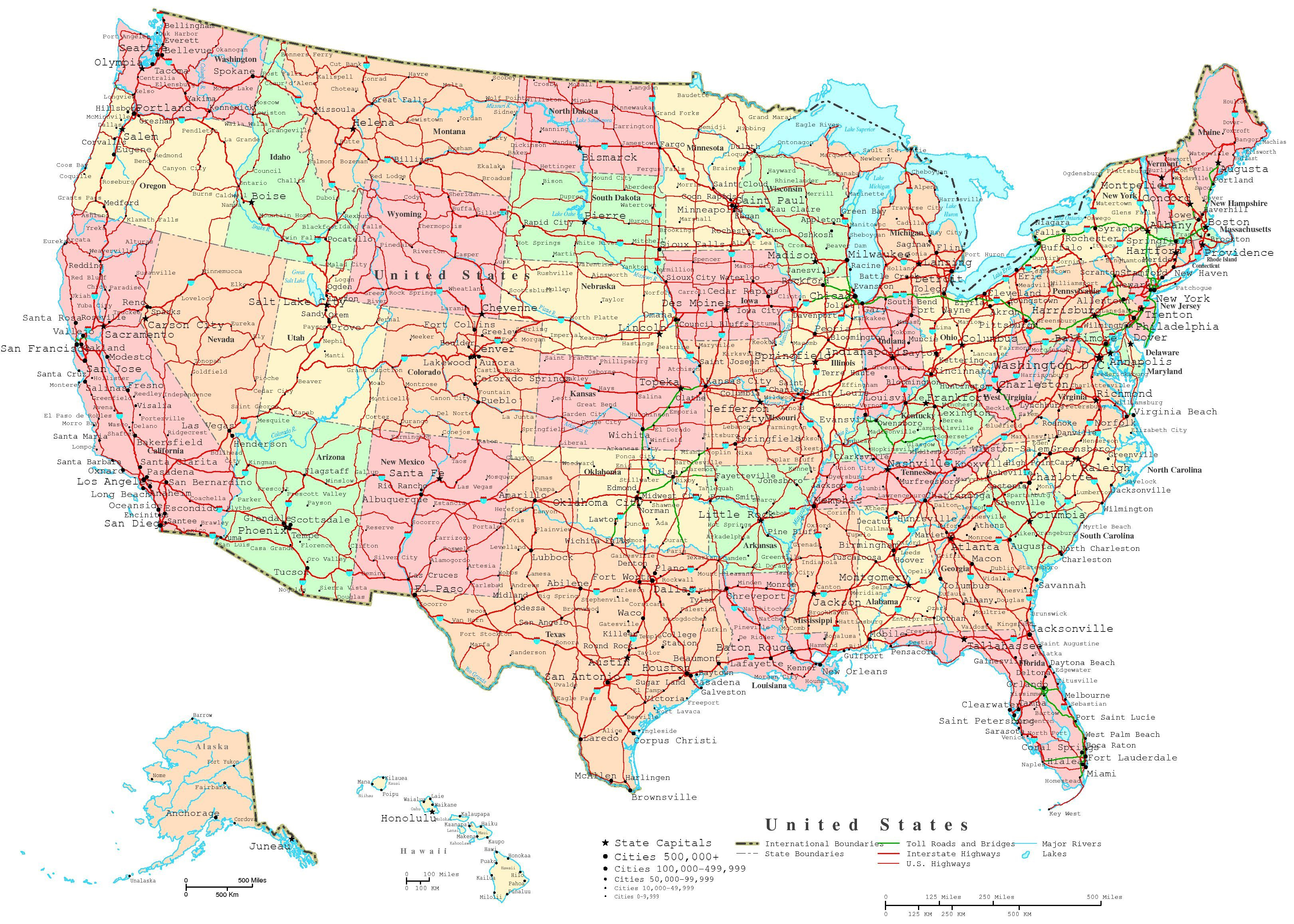 Map Of The Us States | Printable United States Map | Jb&amp;#039;s Travels - Free Printable Usa Map
