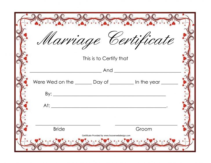 Fake Marriage Certificate Printable Free
