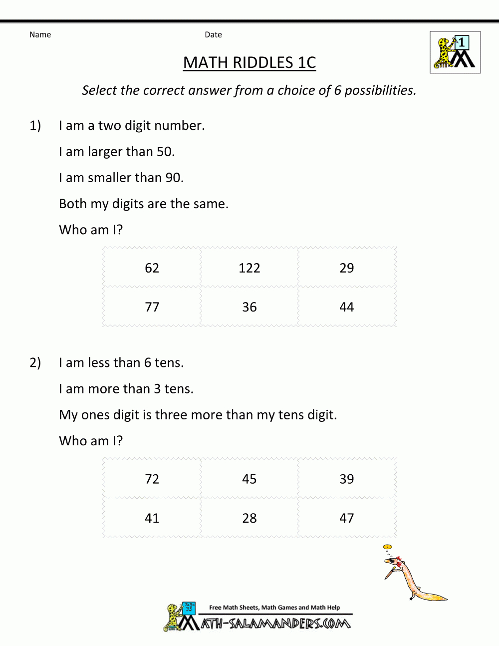 Math Riddles - Free Printable Riddles