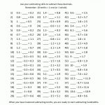 Math Worksheets Decimals Subtraction   Free Printable Math Worksheets For Adults