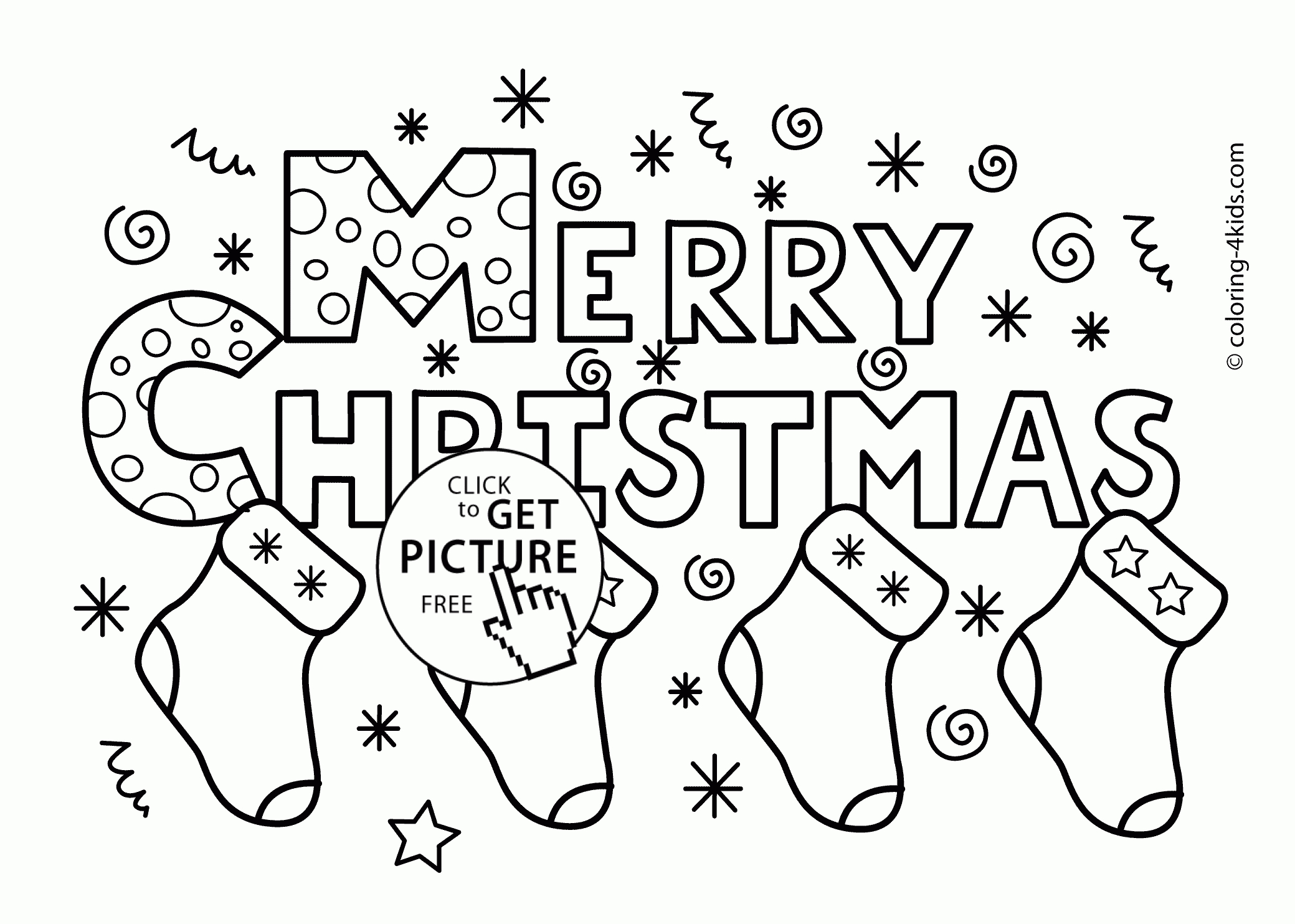 Merry Christmas Socks Coloring Pages For Kids, Printable Free - Free Printable Christmas Coloring Pages For Kids