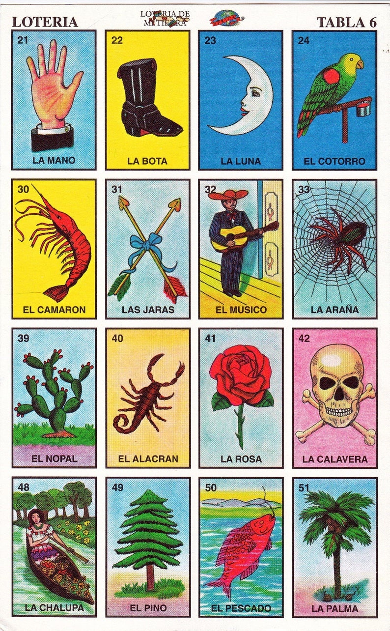 Mexican Loteria Cards The Complete Set Of 10 Tablas | Etsy - Free Printable Loteria Cards