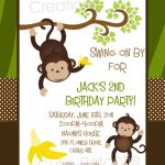 Monkey Birthday Invitation   Printable Or Printed Monkey 1St   Free Printable Monkey Birthday Party Invitations