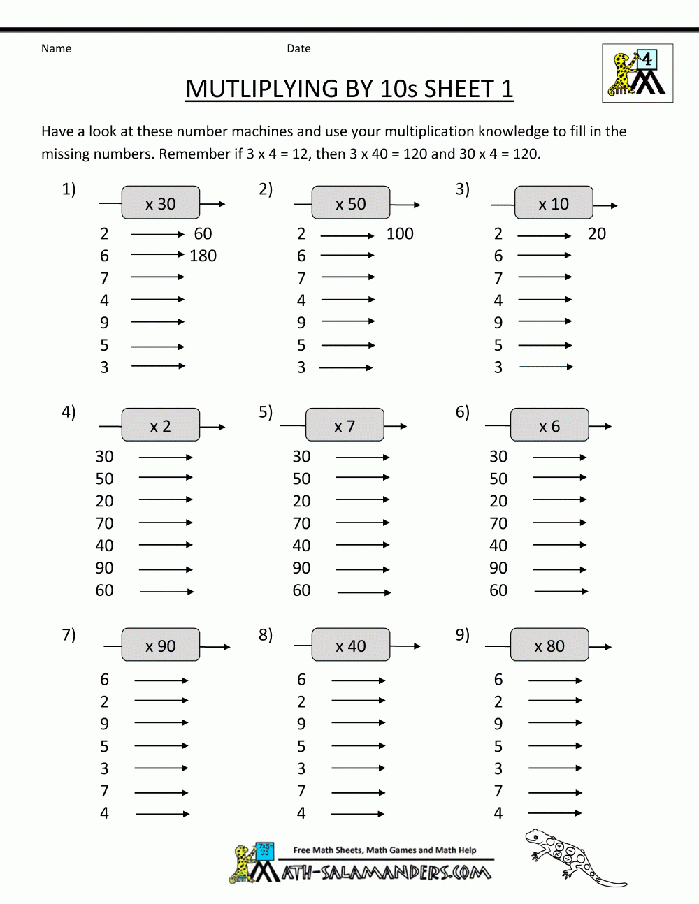 free printable multiplication worksheets for 4th grade