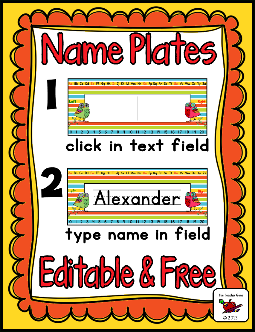 Printable Name Plates