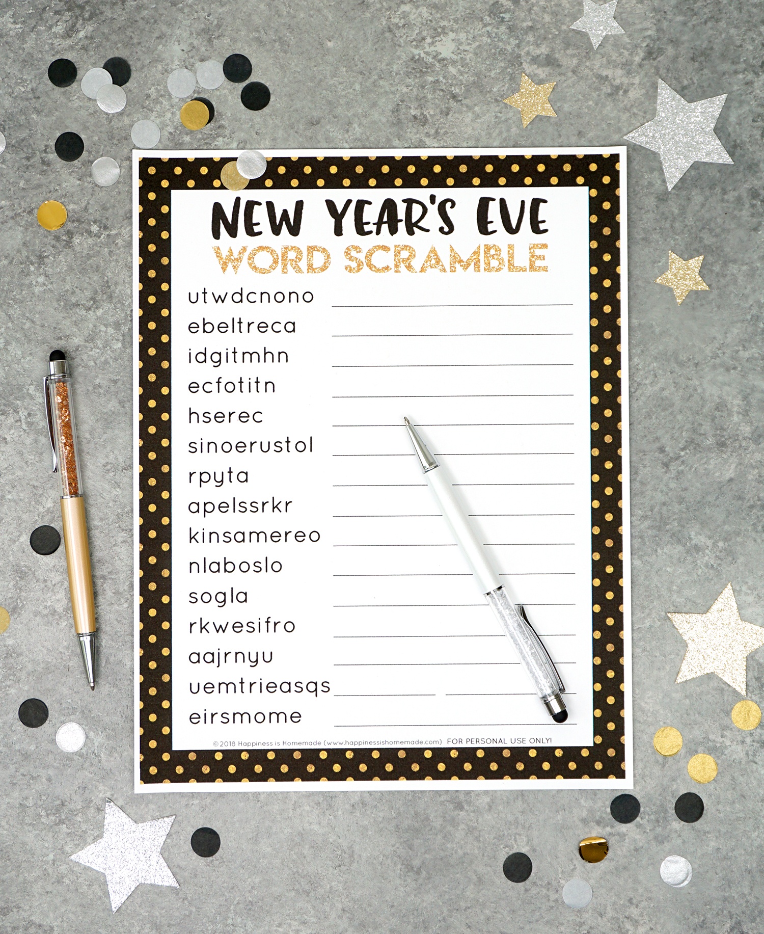New Year&amp;#039;s Eve Word Scramble Printable - Happiness Is Homemade - Unscramble Word Games Printable Free