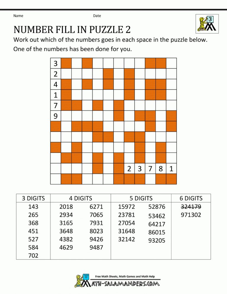 number fill puzzles printable