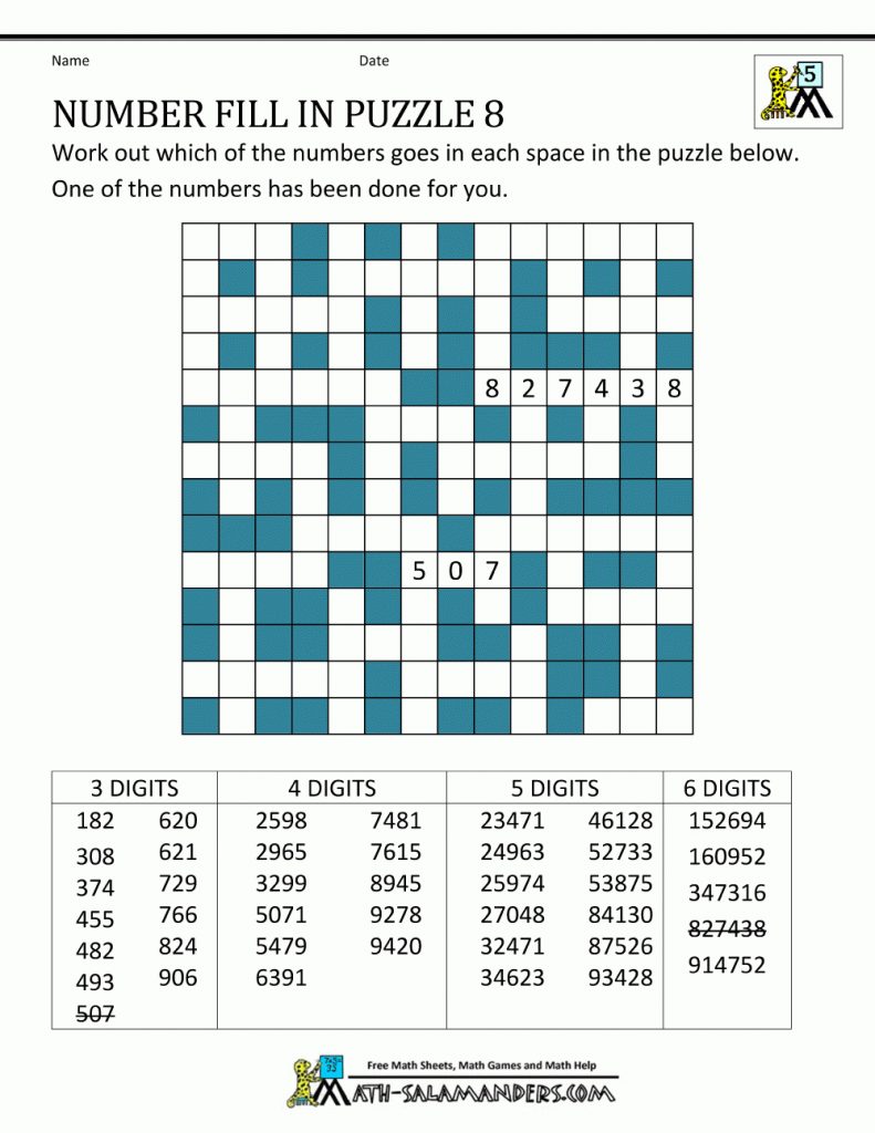 Number Fill In Puzzles Free Printable Fill In Puzzles Free Printable