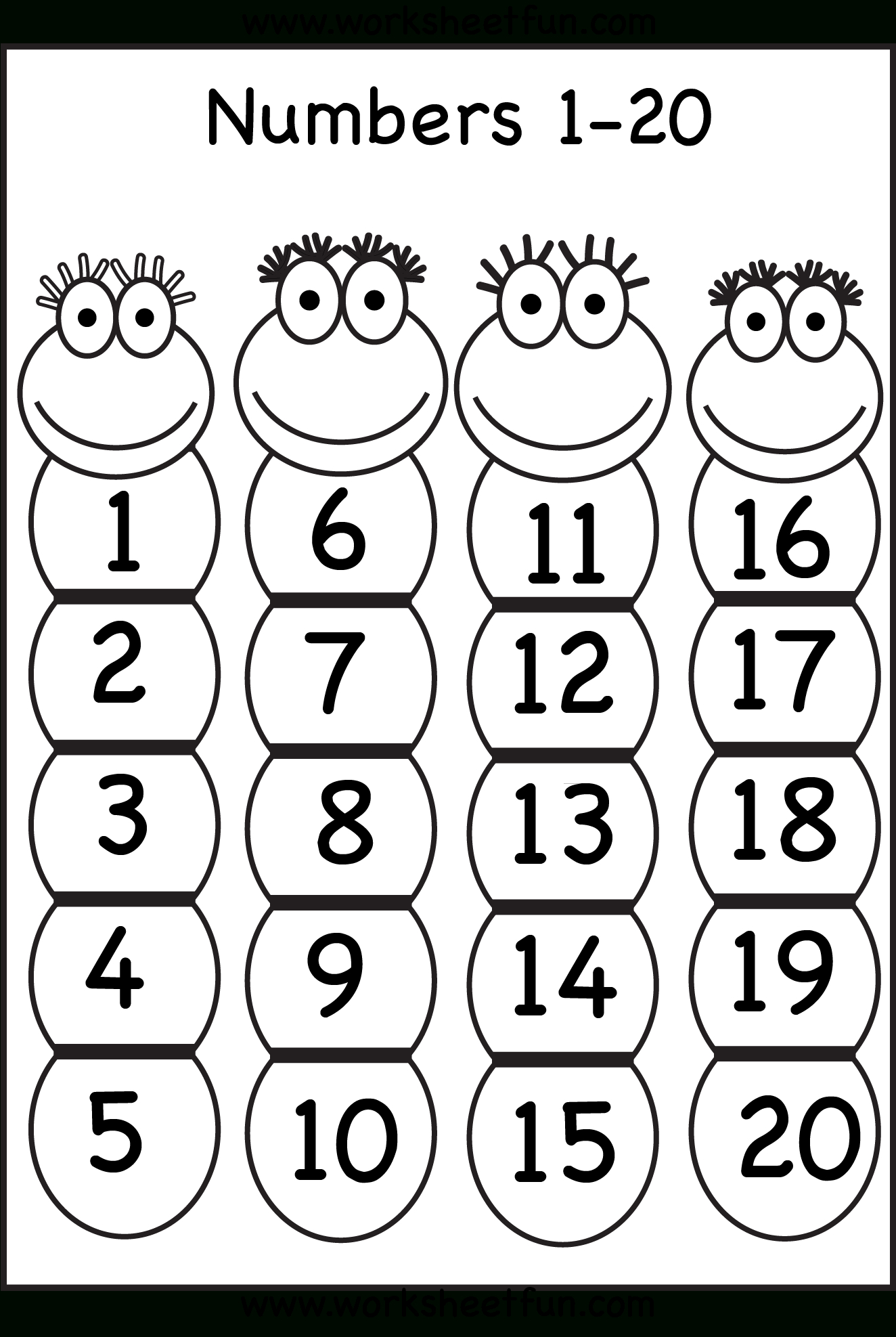 Numbers 1 20 Printable Worksheets Numbers Preschool Preschool