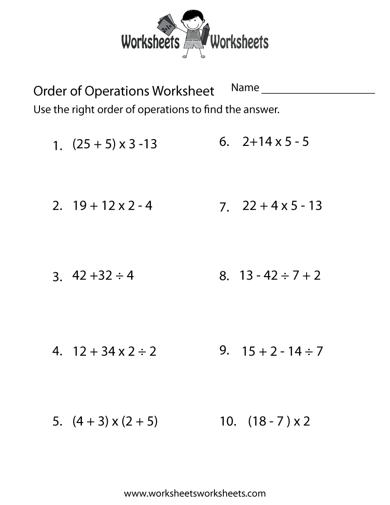 Order Of Operations Worksheet | Order Of Operations Worksheets - Order Of Operations Free Printable Worksheets With Answers