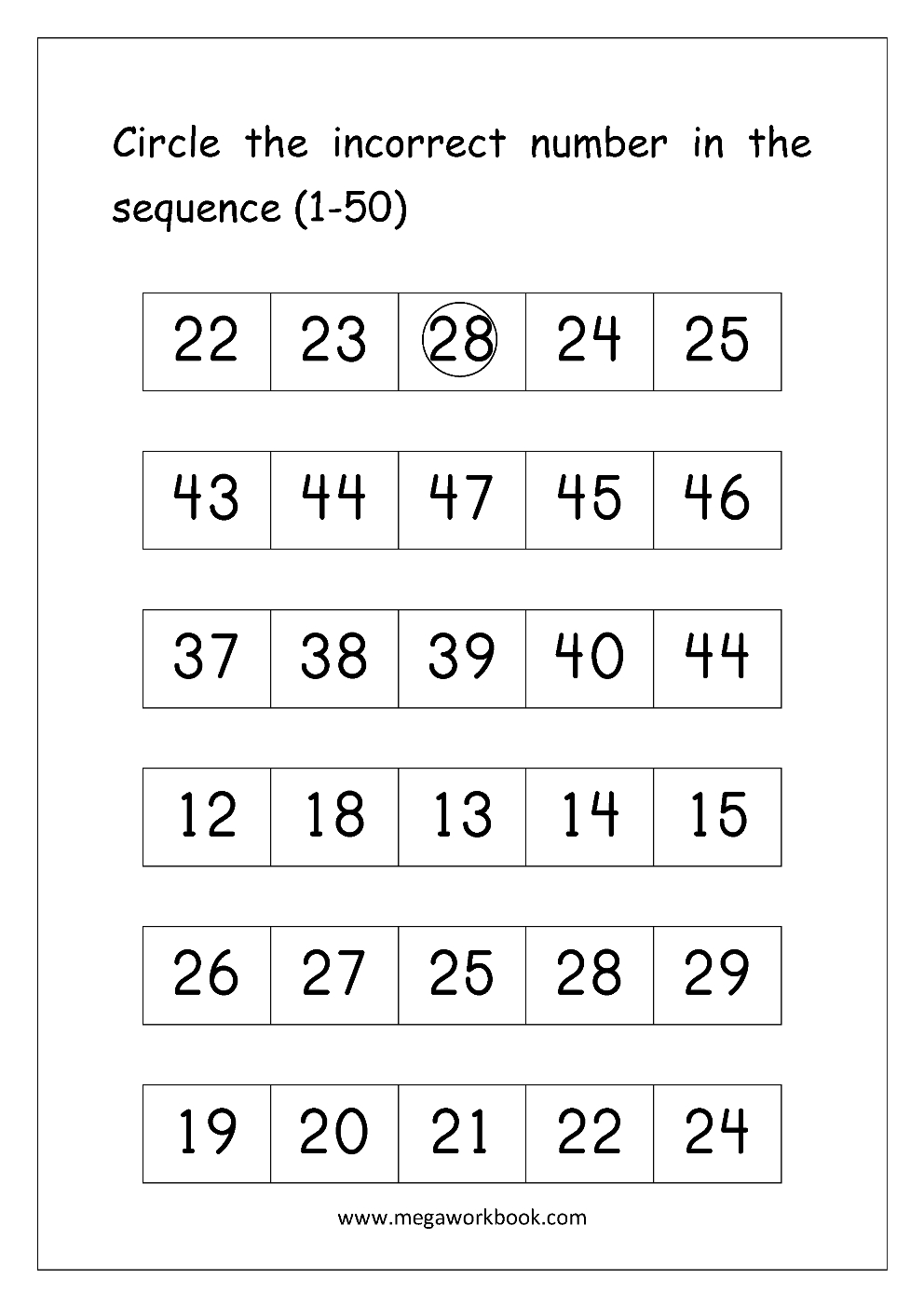 Ordering Numbers Worksheets, Missing Numbers, What Comes Before And - Free Printable Tracing Numbers 1 50