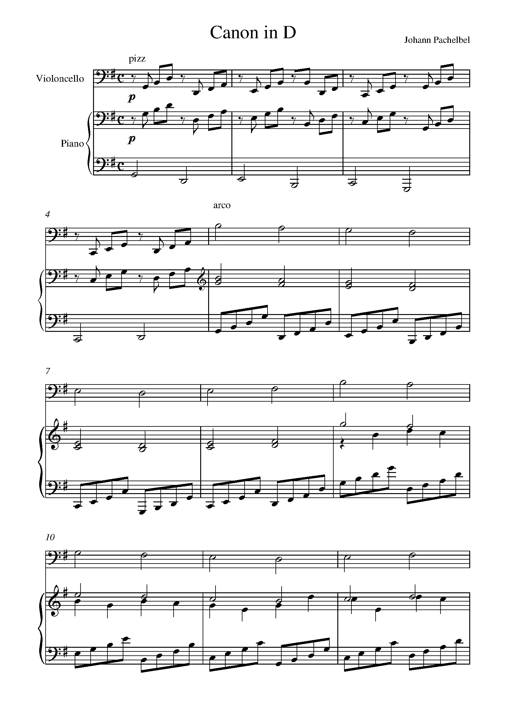 Pachelbel - Canon In D Sheet Music For Cello - 8Notes - Canon In D Piano Sheet Music Free Printable