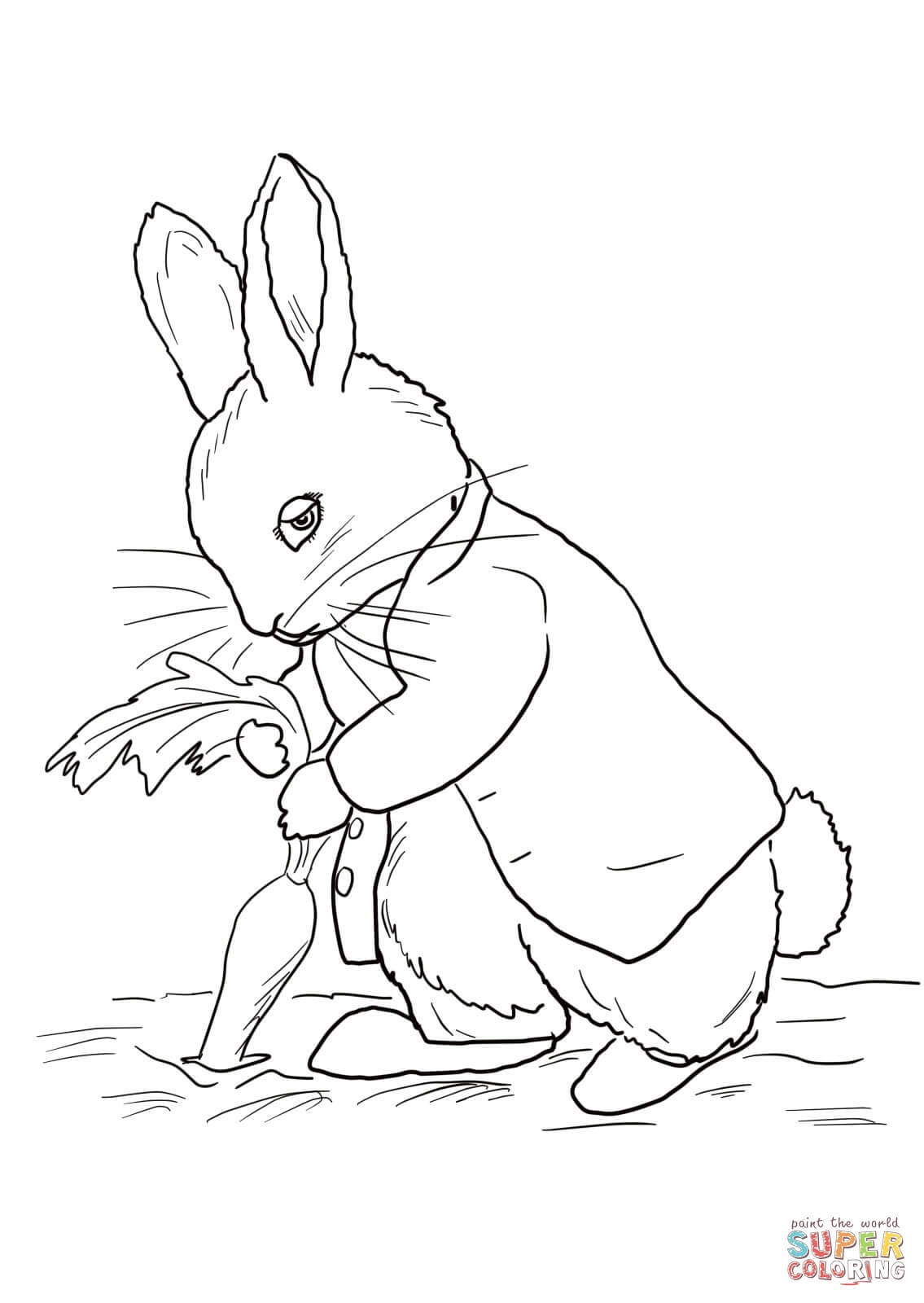 Peter Rabbit Stealing Carrots Coloring Page | Free Printable - Free Printable Peter Rabbit Coloring Pages