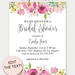 Pink Floral Printable Bridal Shower Invitation | Invitations   Free   Free Printable Event Invitations