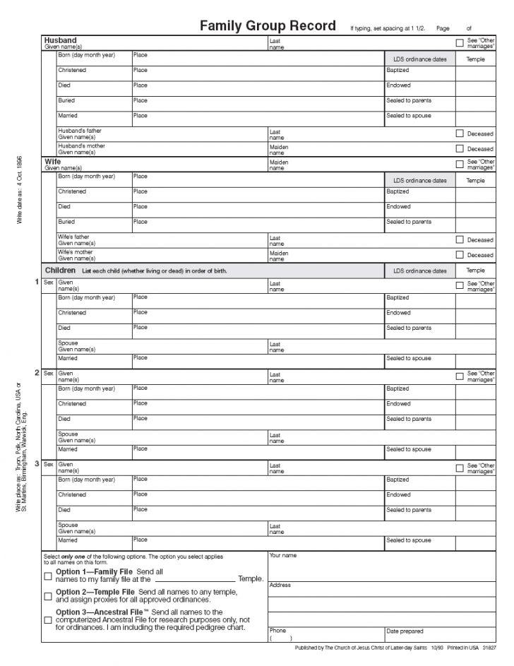 Free Printable Family History Forms