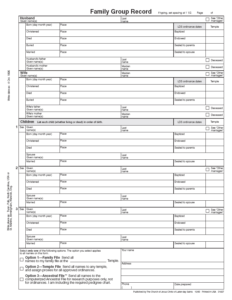 Free Printable Family History Forms