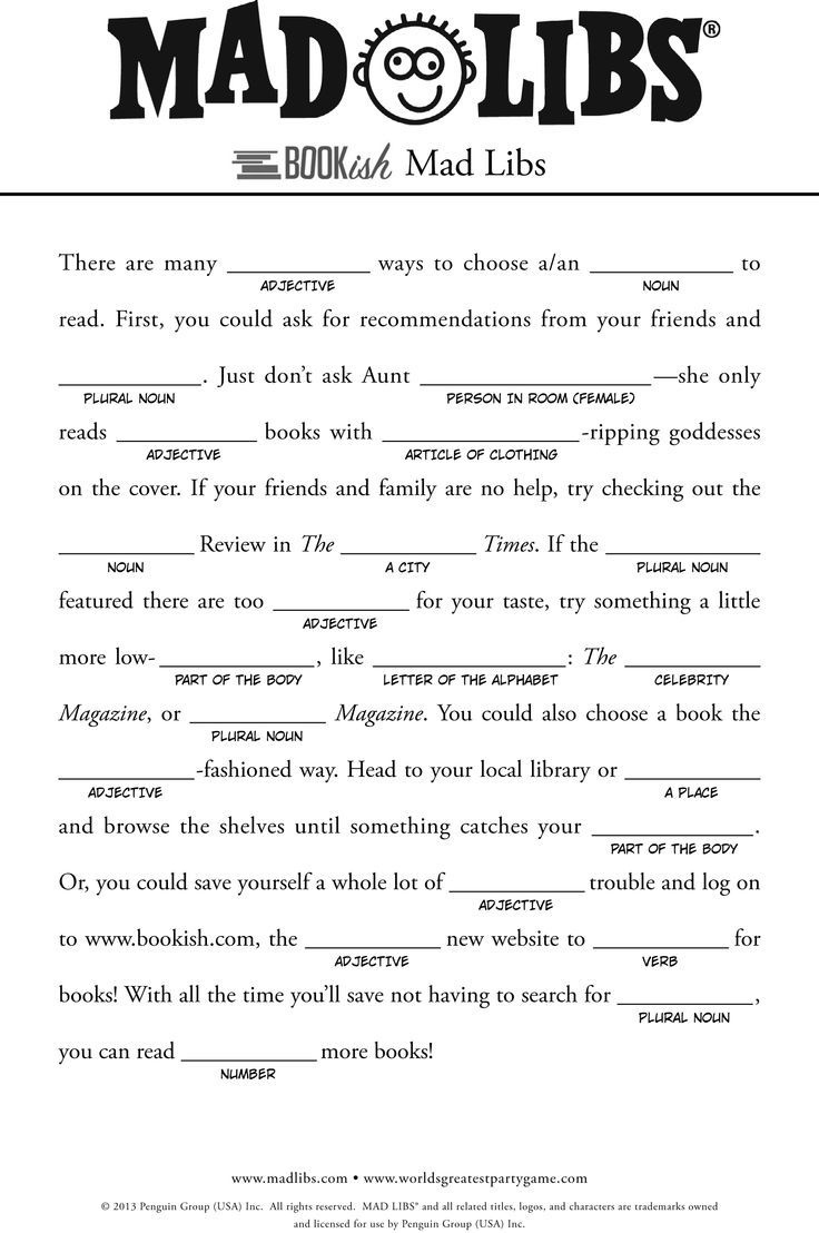 Mad Libs Online Printable Free Free Printable
