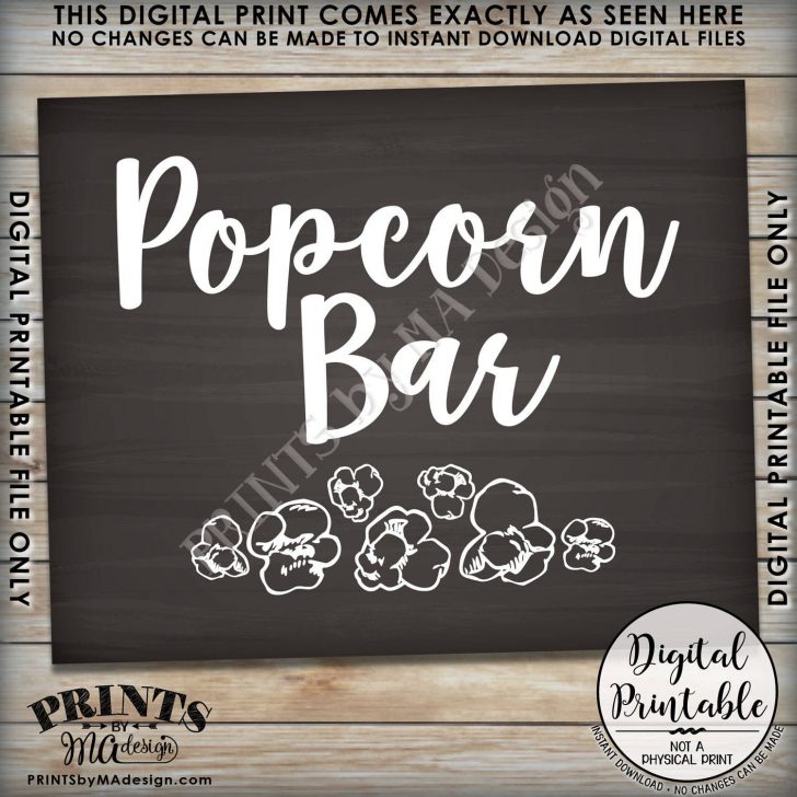 Popcorn Bar Sign Printable Free