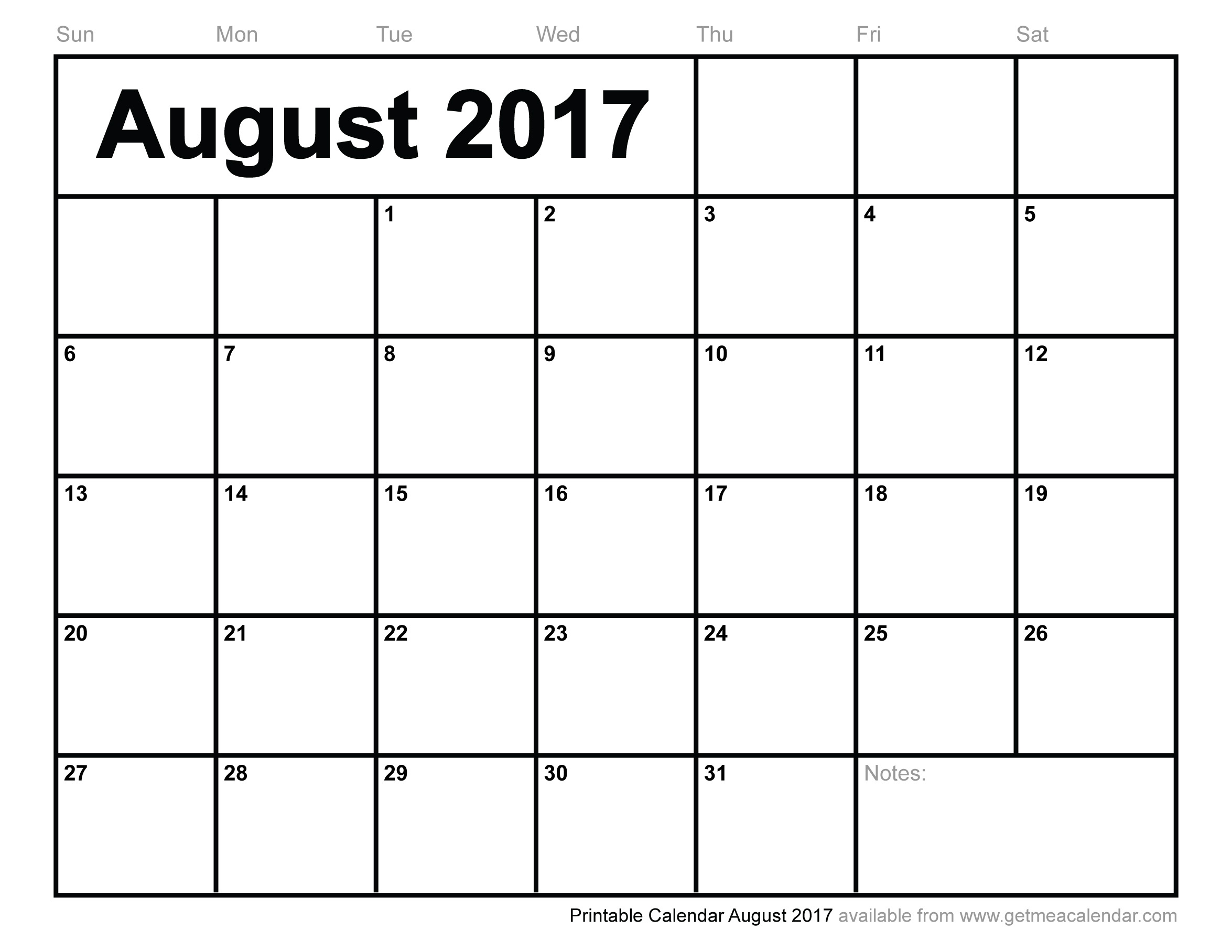 Blank Calendar August 2017 Printable Hauck Mansion Free Printable