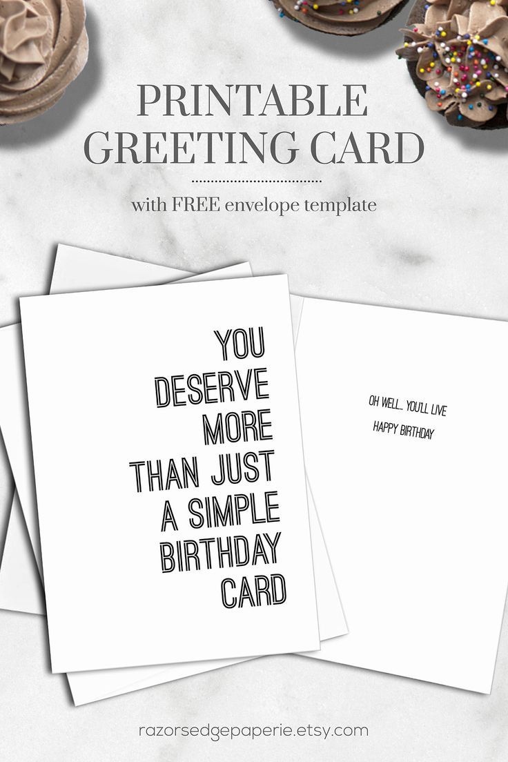 Printable Funny Birthday Card For Him Instant Download // Simple - Free Printable Humorous Birthday Cards