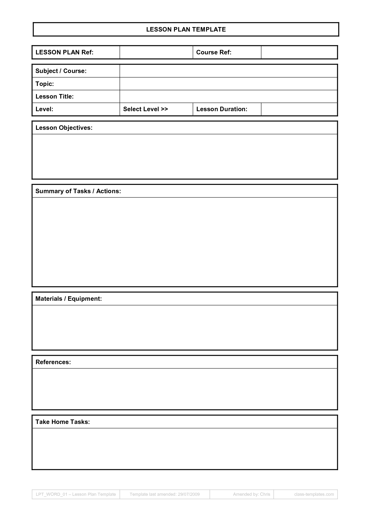 Printable Lesson Plan Template | Teaching Tools | Lesson Plan Format - Free Printable Lesson Plan Template Blank