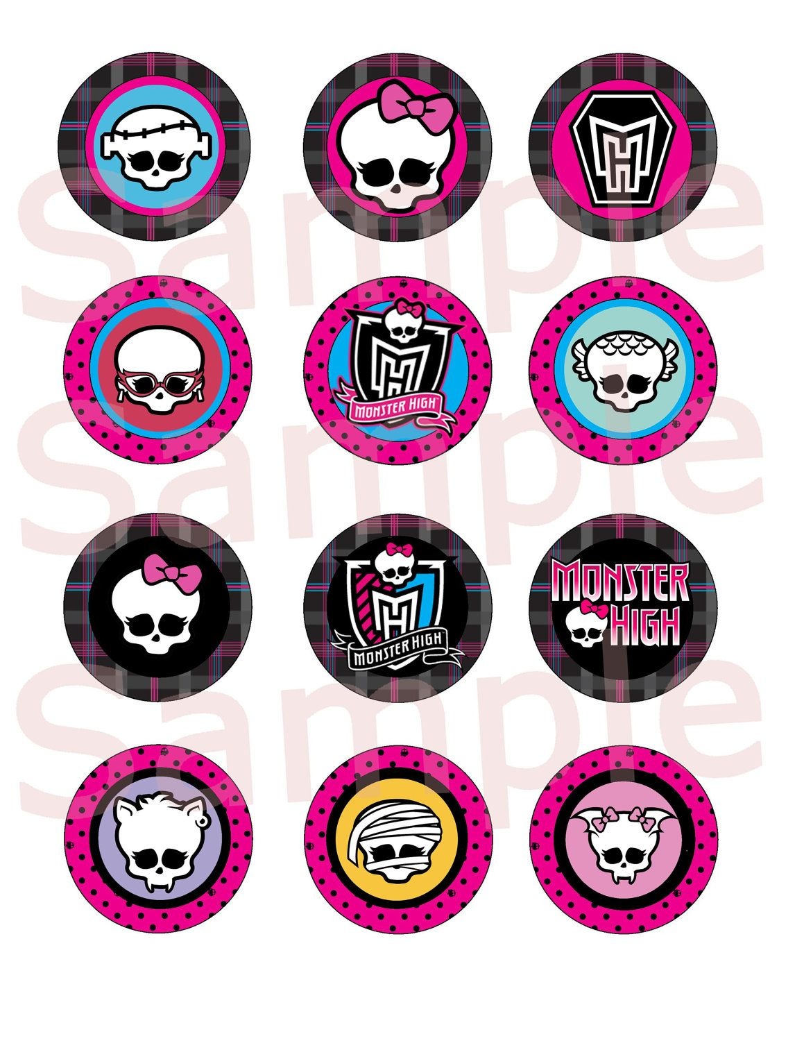 Printable Monster High 2 Cupcake Toppers Instantsimplybydrea - Monster High Cupcake Toppers Printable Free