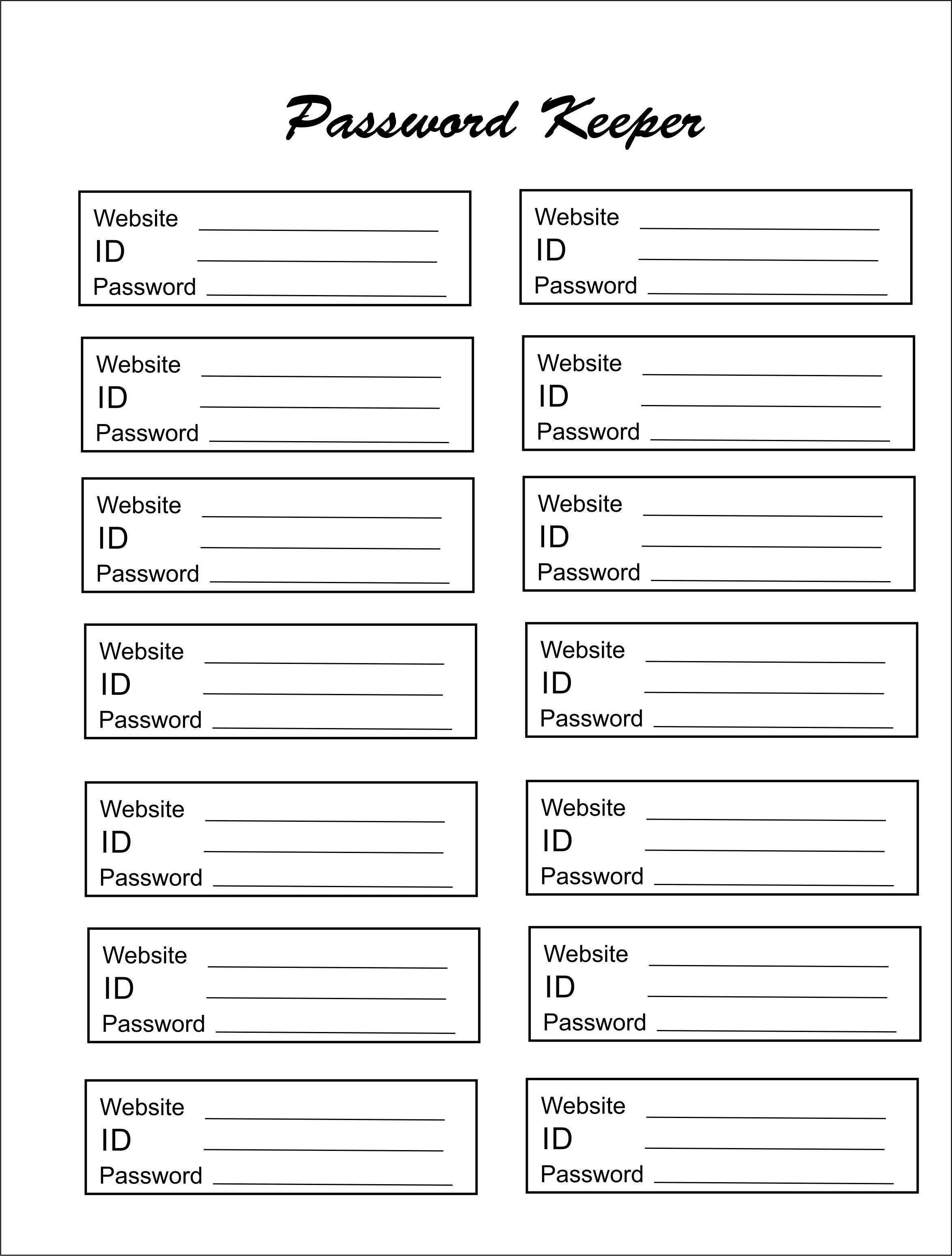 Free Printable Password Keeper | Free Printable