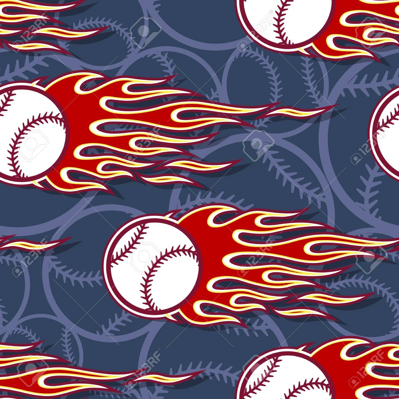 Printable Seamless Pattern With Baseball Softball Ball And Hotrod - Free Printable Softball Pictures