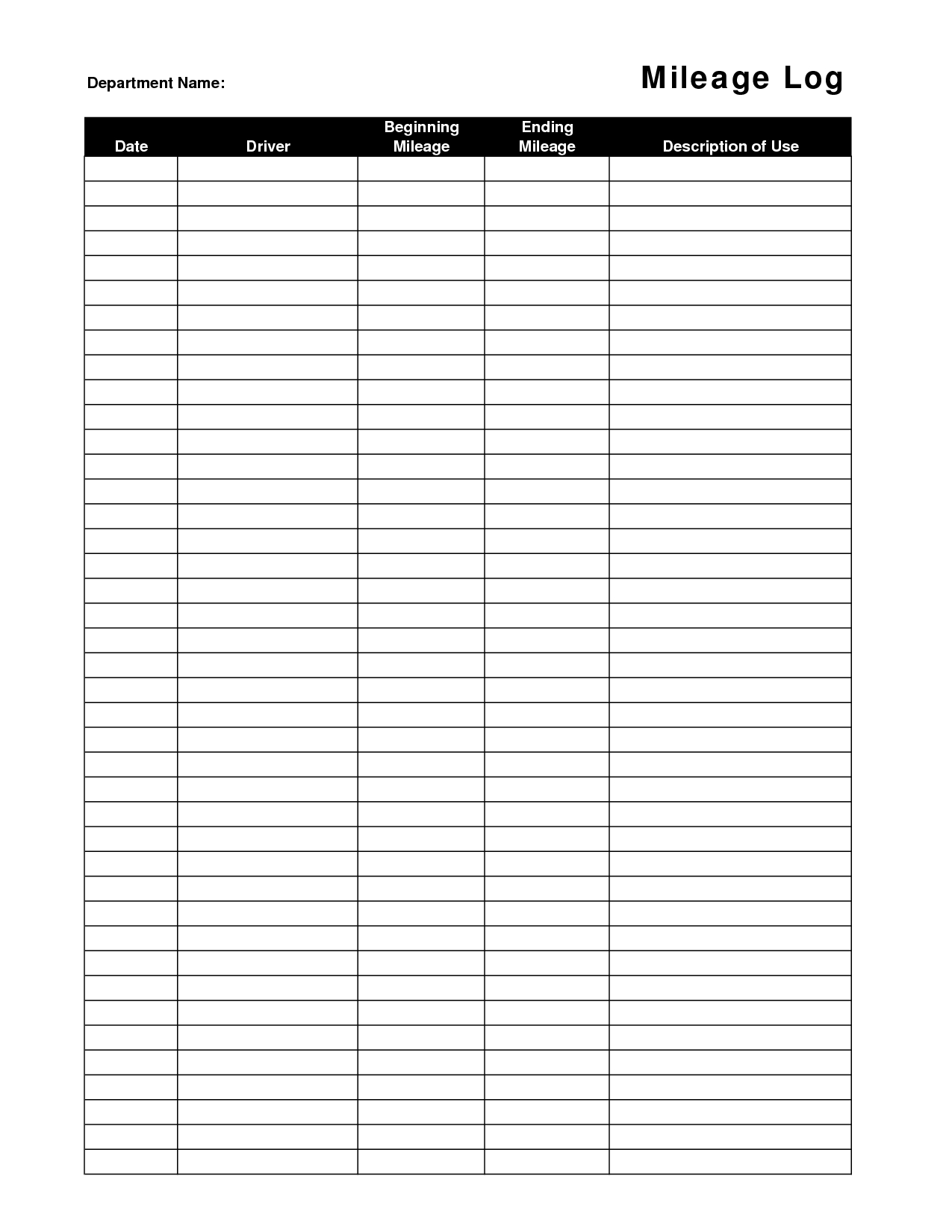 Gas Mileage Chart Printable