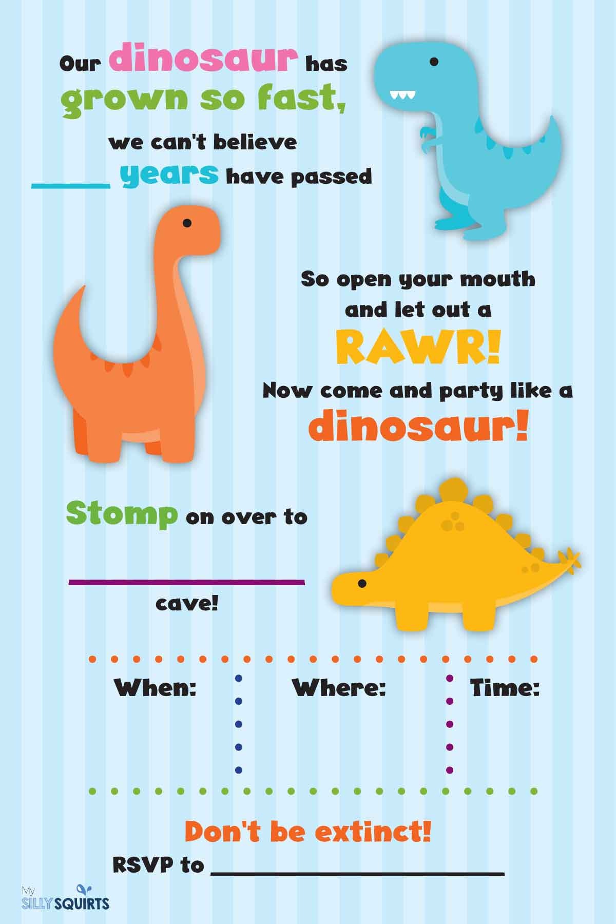 Rawr! Free Dinosaur Birthday Party Printables | My Silly Squirts - Free Printable Dinosaur Labels