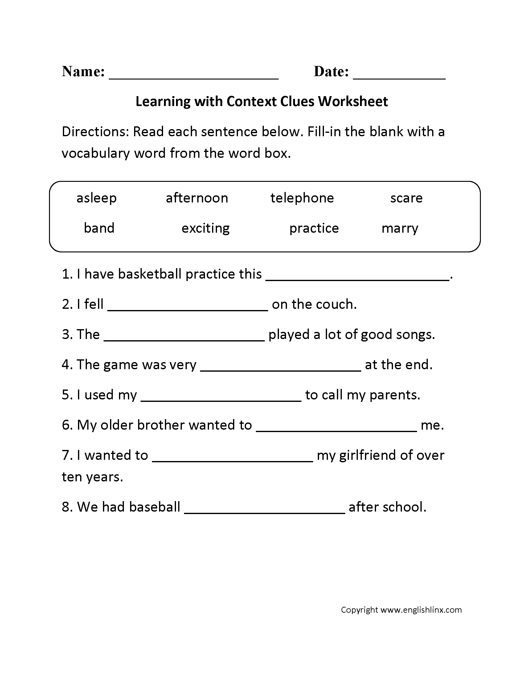 Context Clues Worksheets Multiple Choice With Answers Pdf