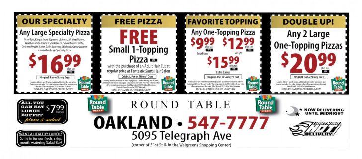 Free Printable Round Table Pizza Coupons