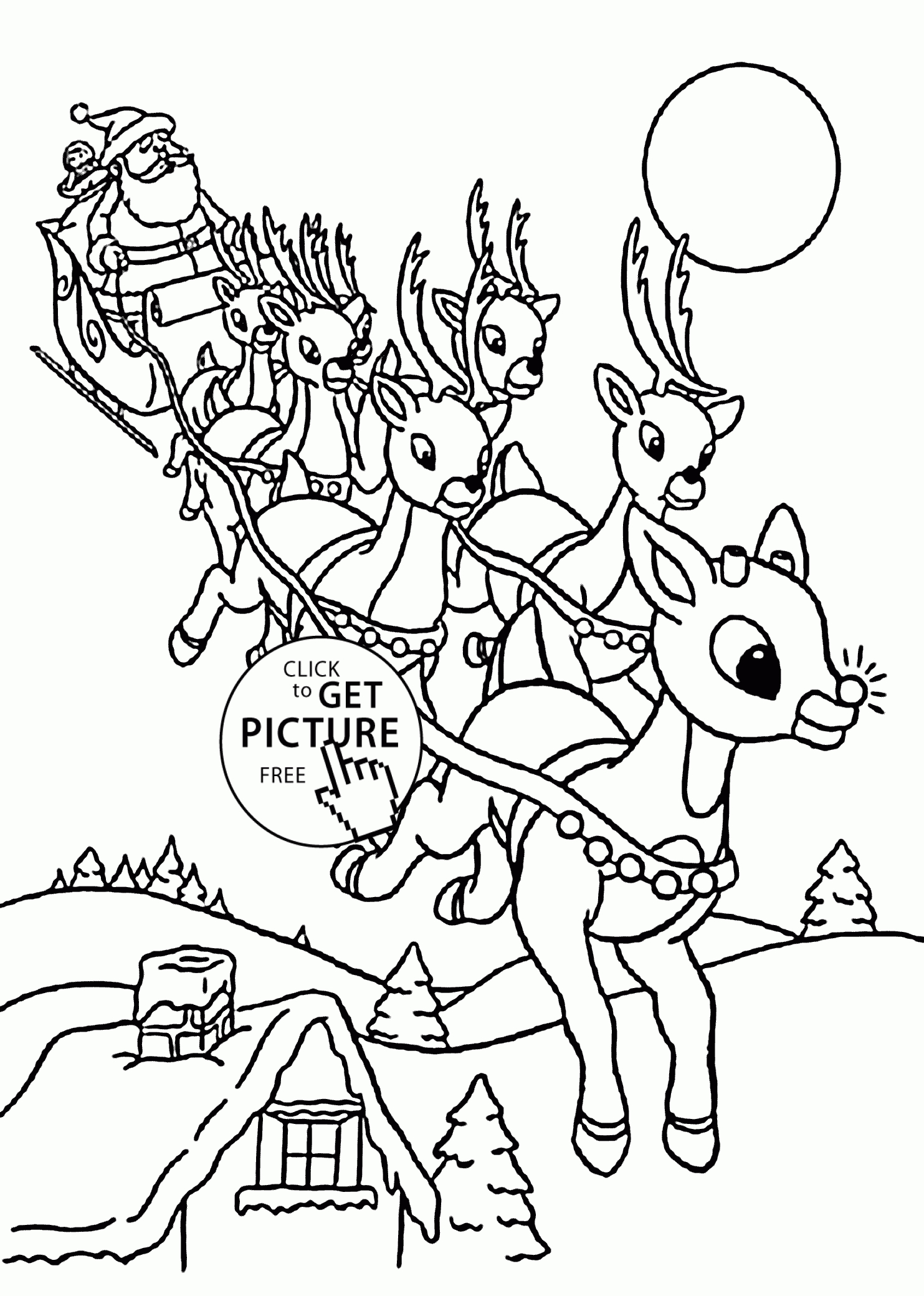 Rudolph And Santa Claus Coloring Pages For Kids, Printable Free - Free Printable Christmas Cartoon Coloring Pages