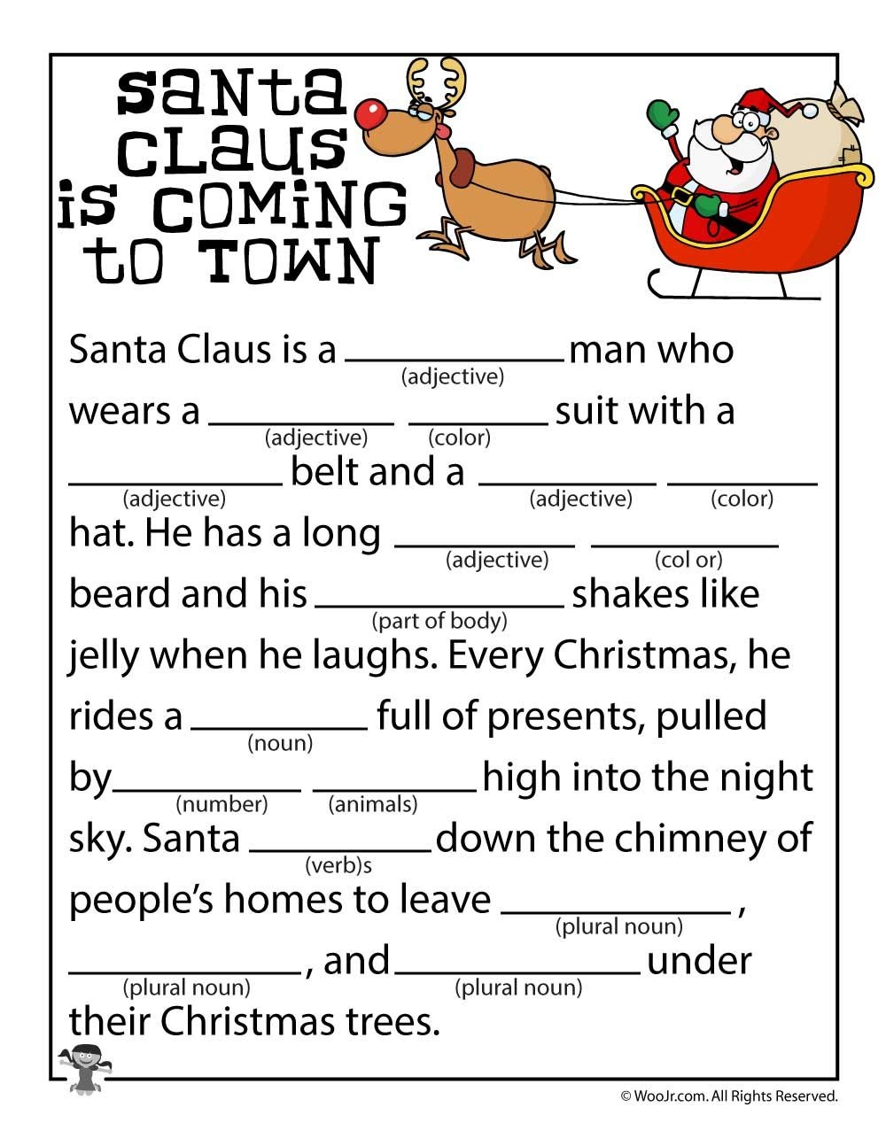 Santa Claus Is Coming To Town Mad Libs | Grandkids | Christmas - Christmas Mad Libs Printable Free