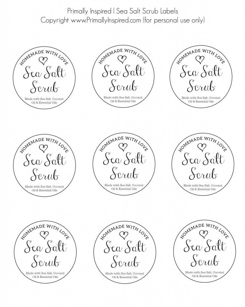 Sea Salt Scrub With Printable Labels | Recipe | Sea Salt | Sea Salt - Free Printable Sugar Scrub Labels