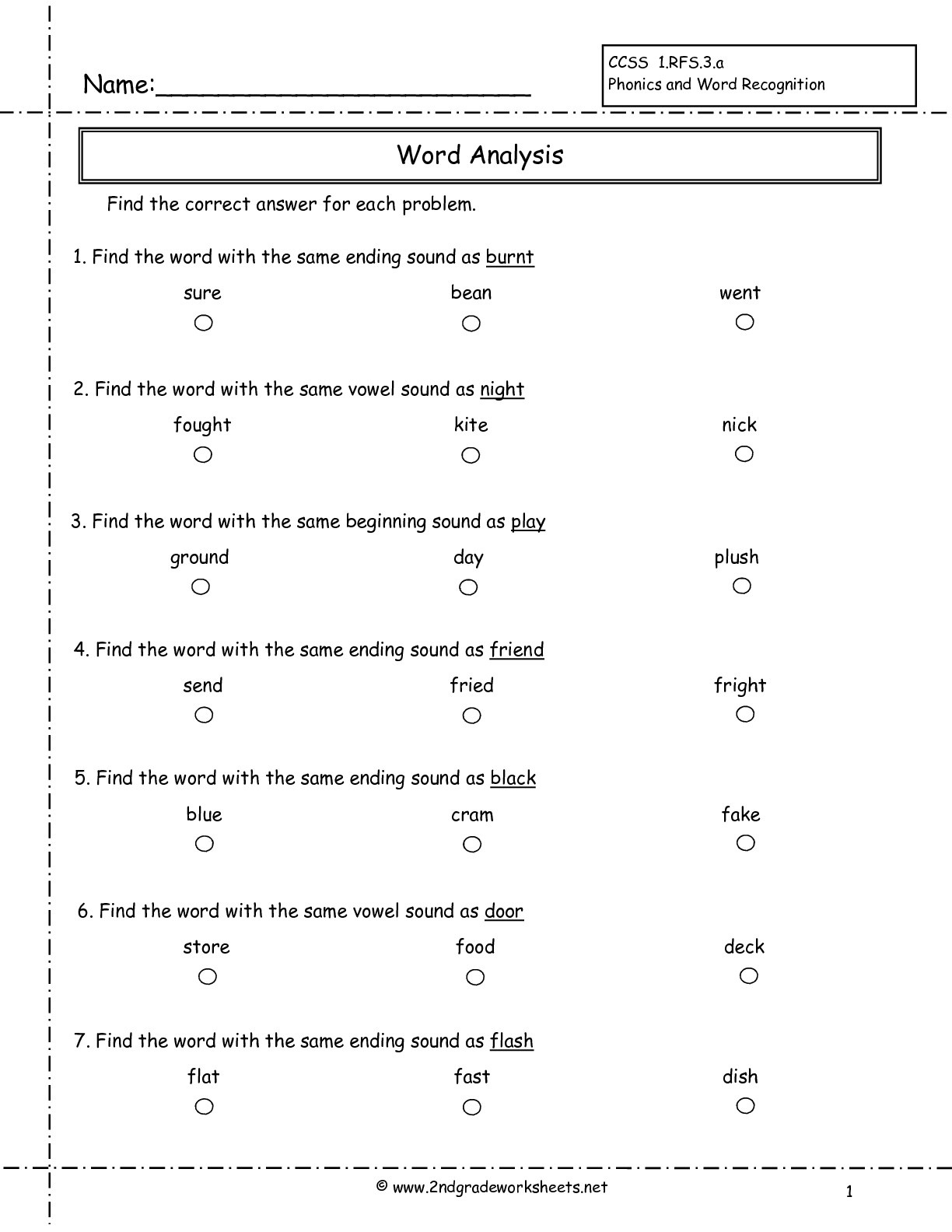 Free Printable Phonics Worksheets For Second Grade