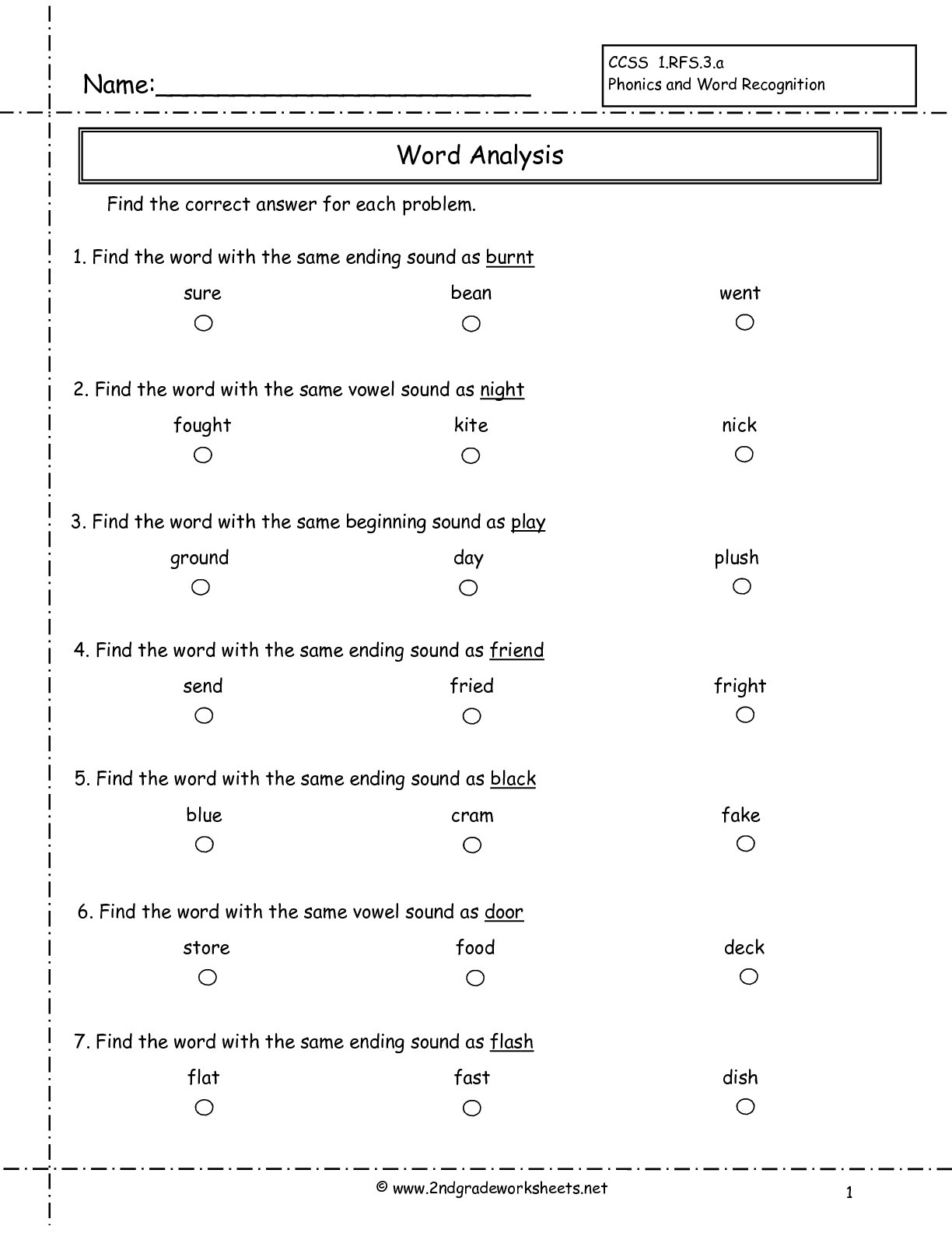 Free Printable Phonics Worksheets For Second Grade Free Printable