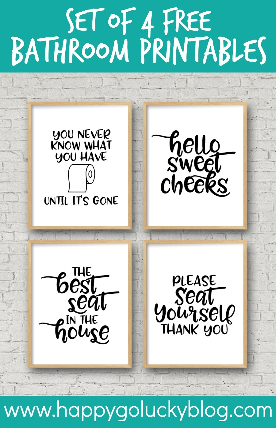 Set Of 4 Printable Bathroom Signs - Happy-Go-Lucky - Free Printable Signs