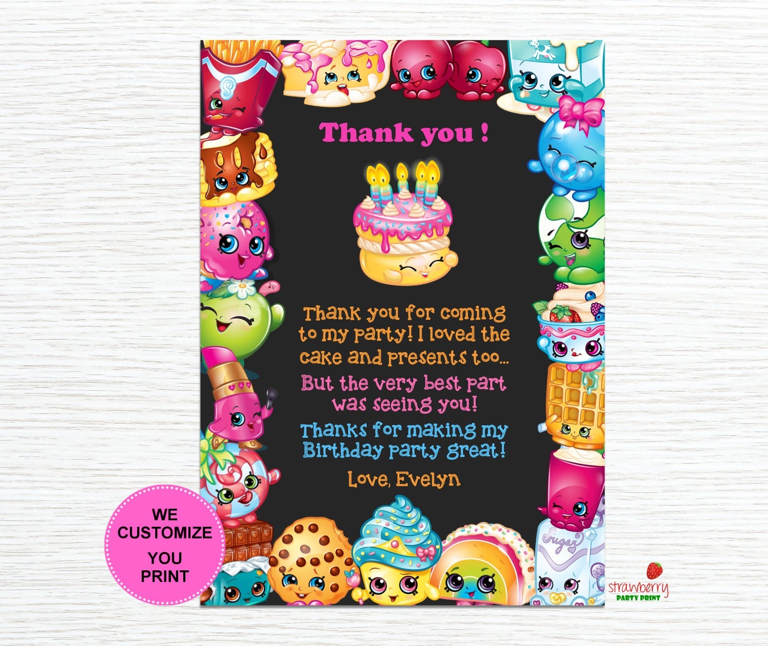 Shopkins Thank You Cards Shopkins Birthday Thank You Notes | Etsy - Free Printable Shopkins Thank You Cards
