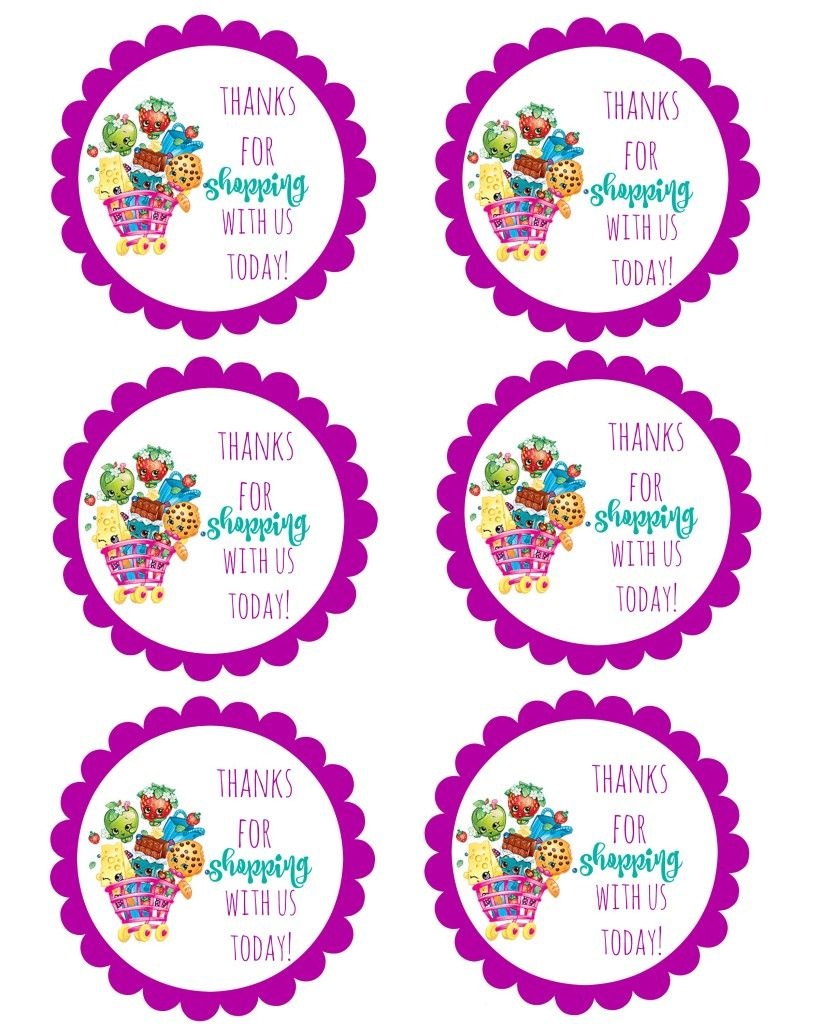Shopkins Thank You Labels Via Mandy's Party Printables | Free - Free Printable Shopkins Thank You Cards