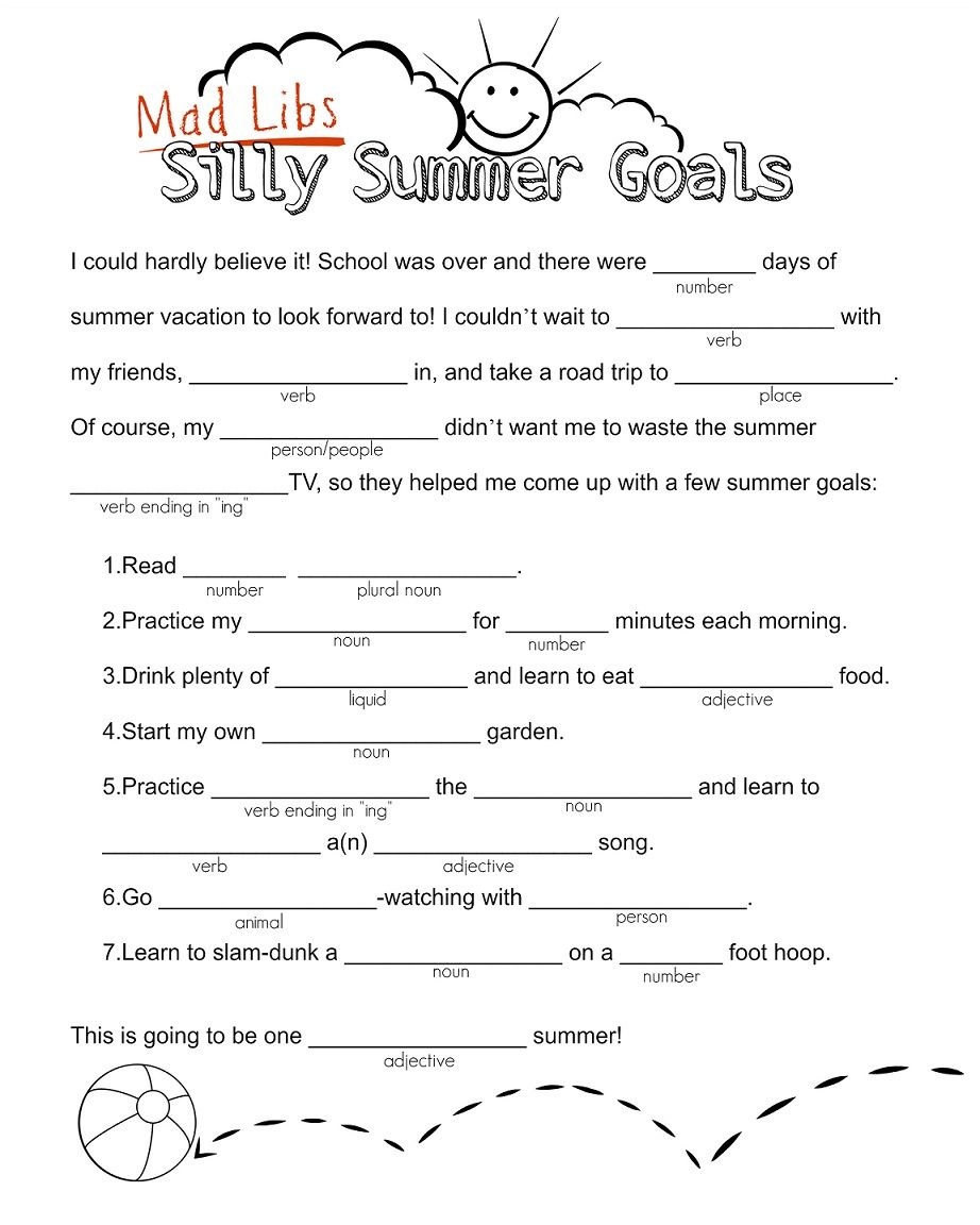 Silly Summer Goals Mad Lib | Summertime!!! | Mad Libs, Summer Kids - Free Printable Mad Libs For Middle School Students