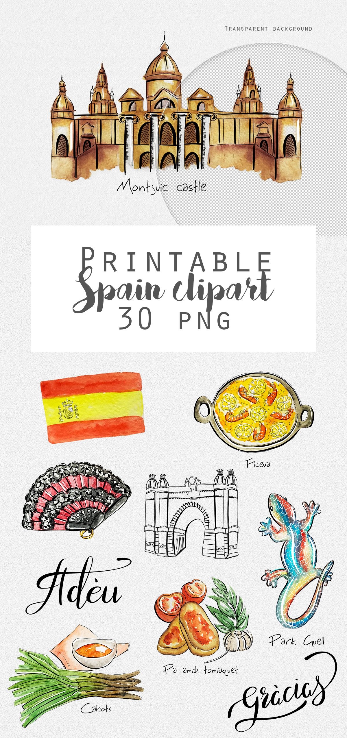Spain Travel Stickers Printable Barcelona Madrid Digital Stickers - Free Printable Travel Stickers