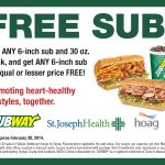 St. Joseph Hoag Subway Coupon – Printable Coupons Online   Free Printable Subway Coupons 2017