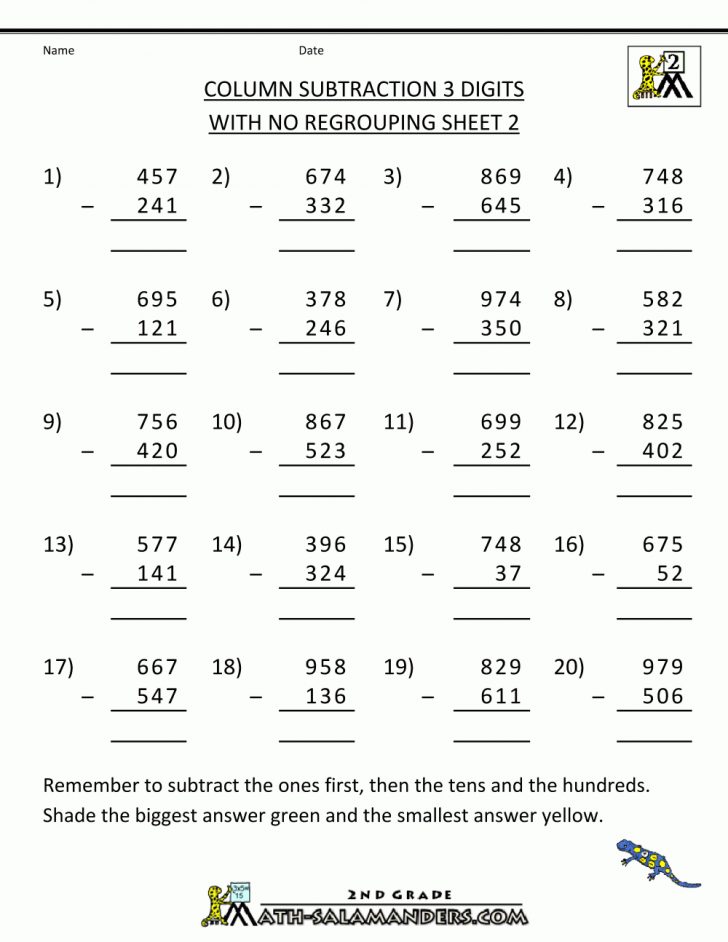 Free Printable 3 Digit Subtraction With Regrouping Worksheets